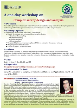 کارگاه آموزشی یک روزه «طراحی و آنالیز Complex survey »